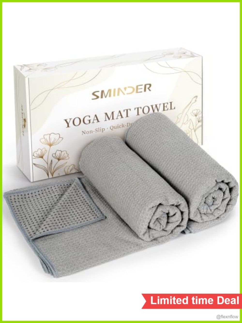 Microfiber Hot Yoga Towel 2-Pack Silicone Grip Dots Non Slip 72x26.7 Sweat